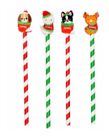 Ołówek świąteczny z gumką psy i koty  Incood